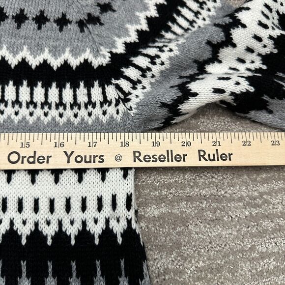 Inti Alpaca Sweater Women Large Gray Fair Isle Cardigan Pockets Alpaca Wool Peru - Picture 11 of 12